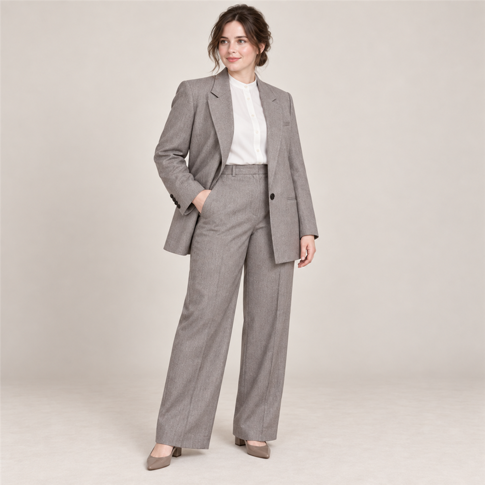 Women’s Plus-Size Grey Tailored Trouser Suit
