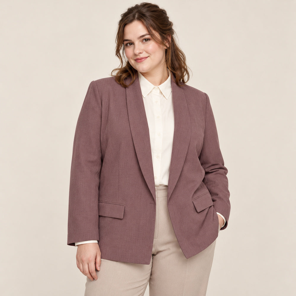 Women’s Plus Size Dusty Rose Shawl Collar Blazer