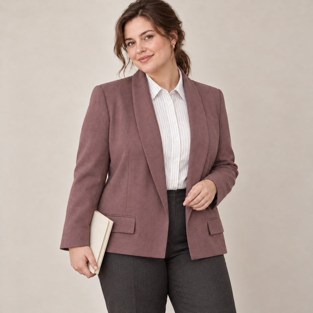 Women’s Plus Size Dusty Rose Shawl Collar Blazer