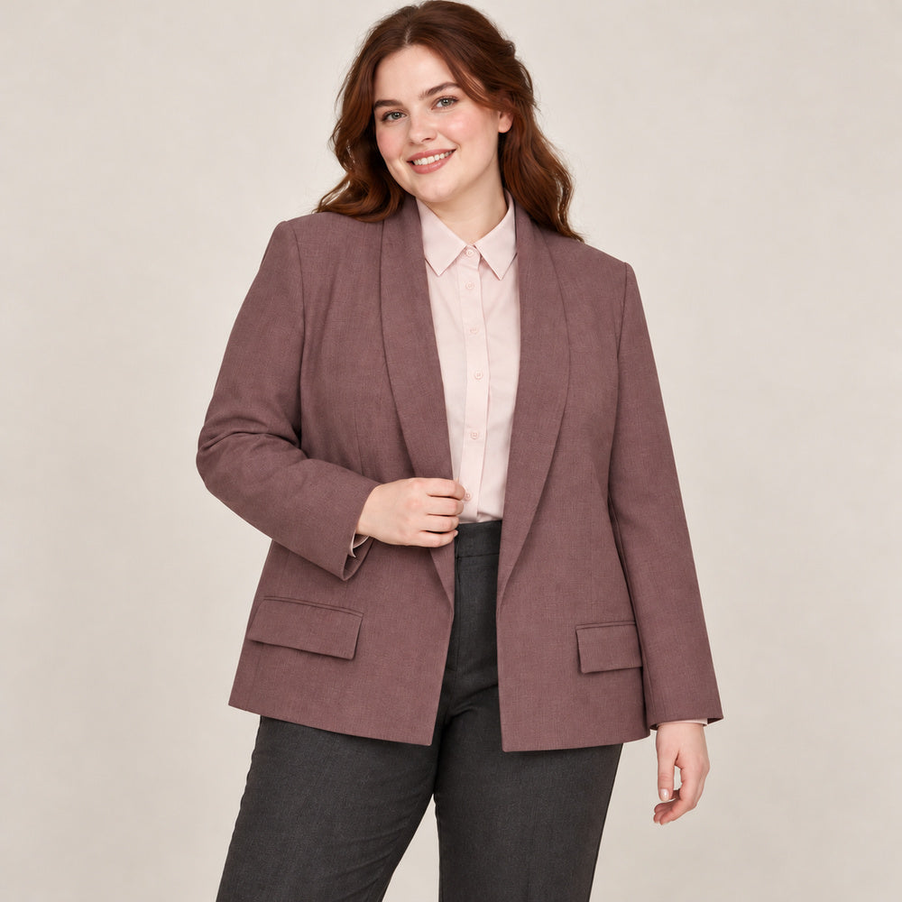 Women’s Plus Size Dusty Rose Shawl Collar Blazer