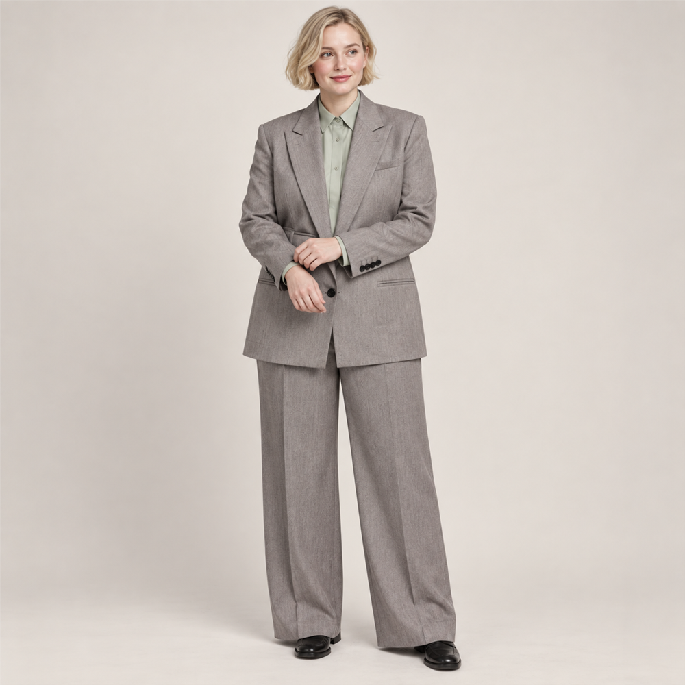 Women’s Plus-Size Grey Tailored Trouser Suit