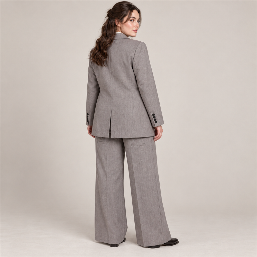 Women’s Plus-Size Grey Tailored Trouser Suit
