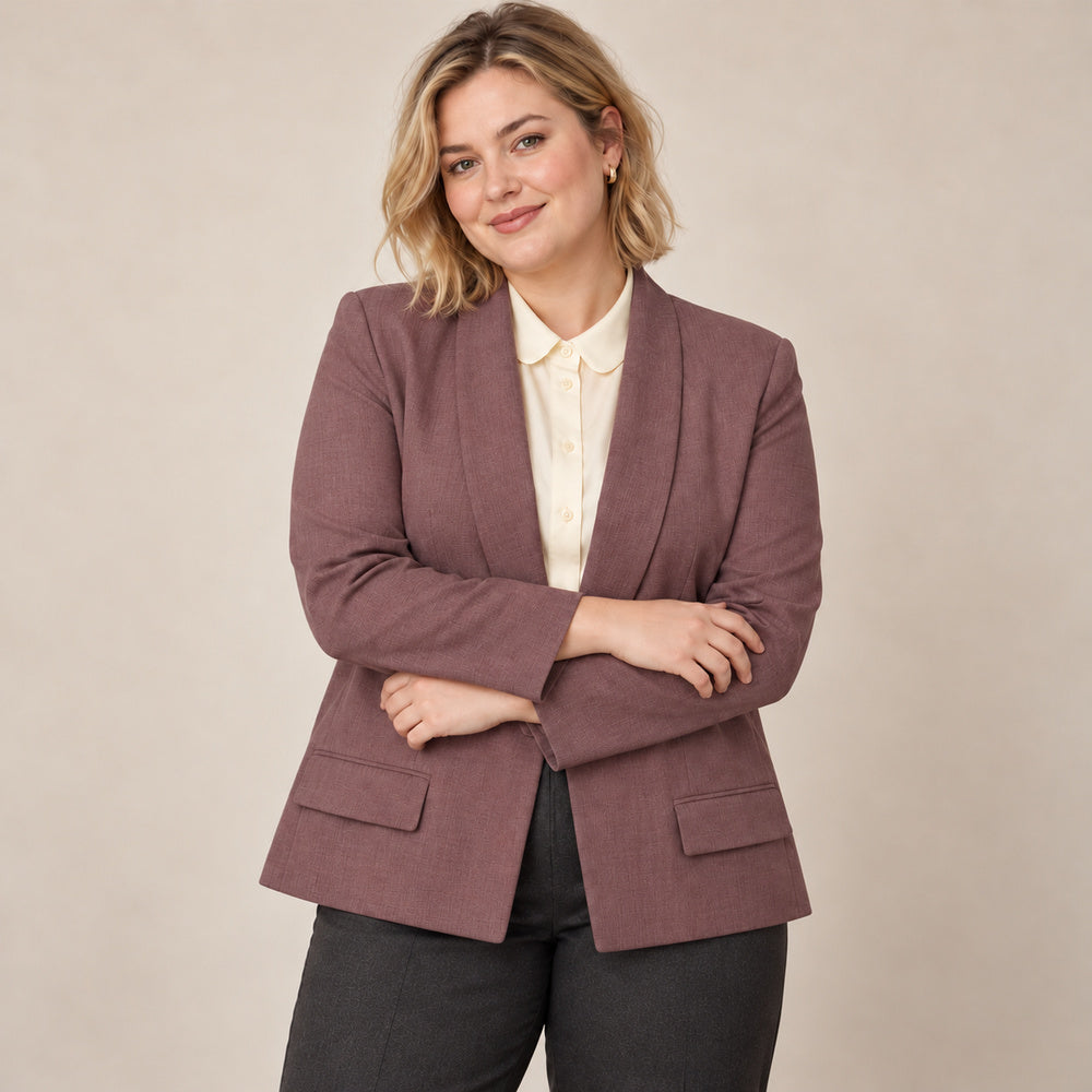 Women’s Plus Size Dusty Rose Shawl Collar Blazer