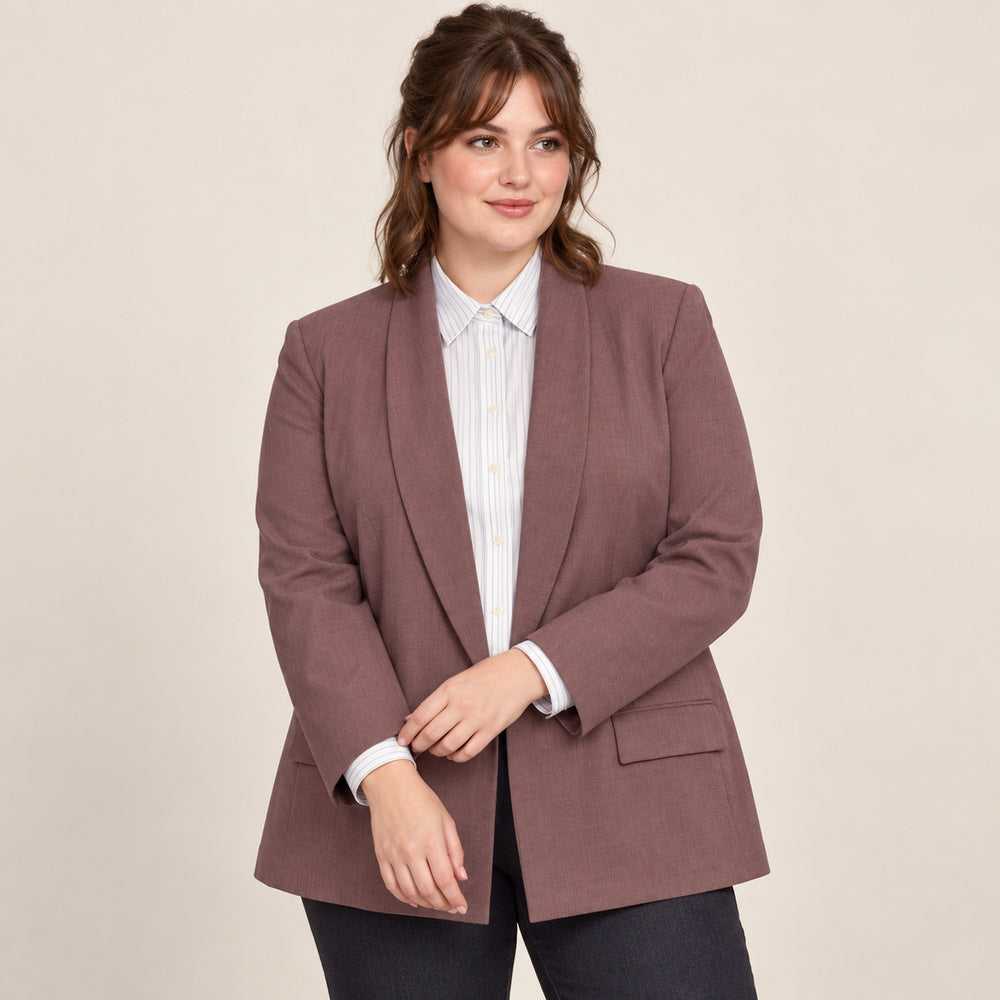 Women’s Plus Size Dusty Rose Shawl Collar Blazer