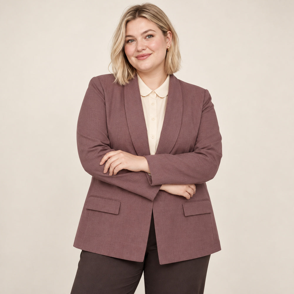 Women’s Plus Size Dusty Rose Shawl Collar Blazer