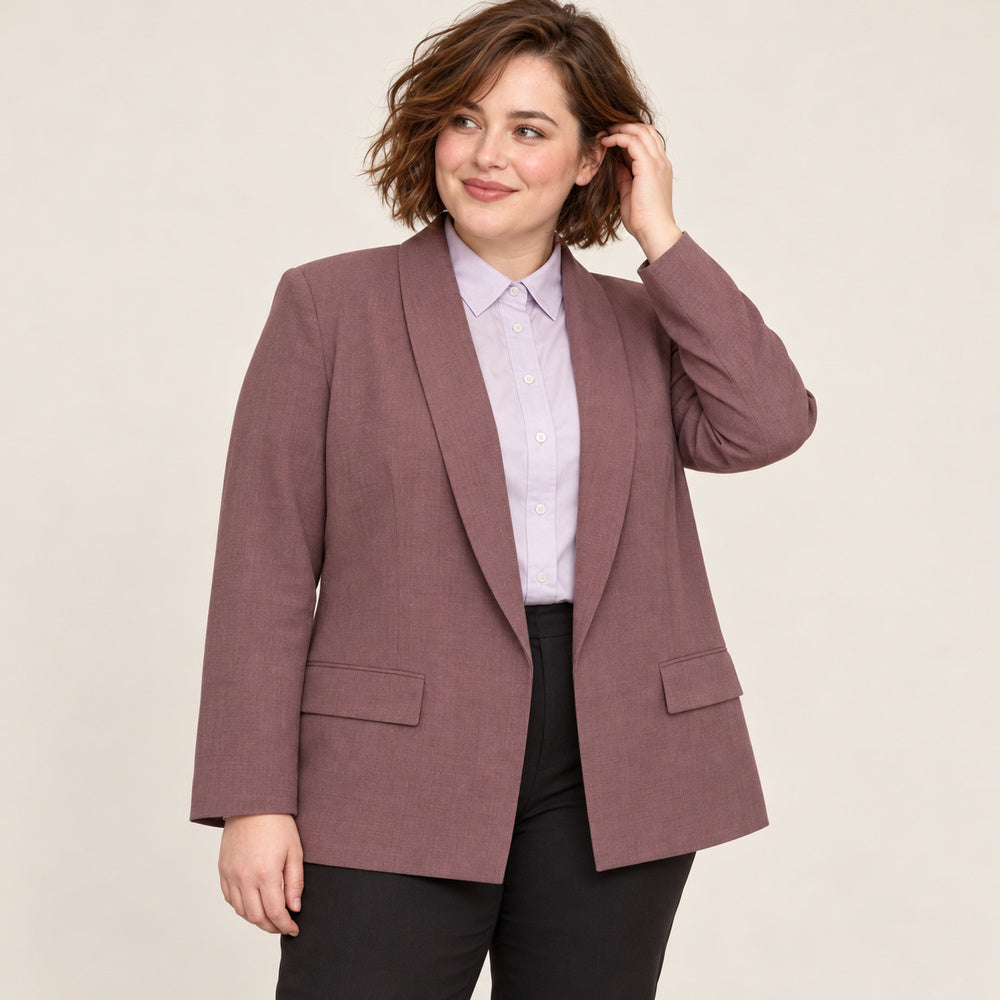 Women’s Plus Size Dusty Rose Shawl Collar Blazer
