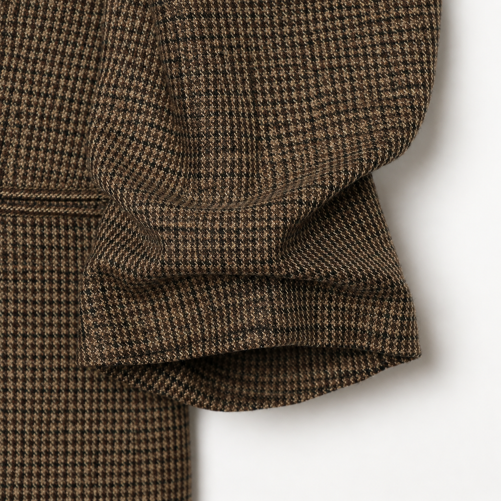 Women’s Plus Size Micro-Check Ruched Sleeve Blazer