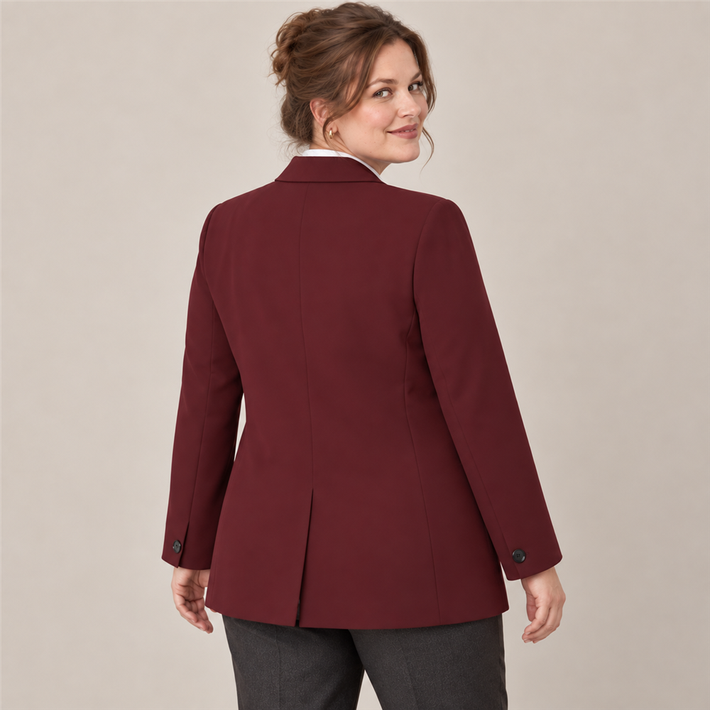 Women's Plus-Size Burgundy Workwear Blazer