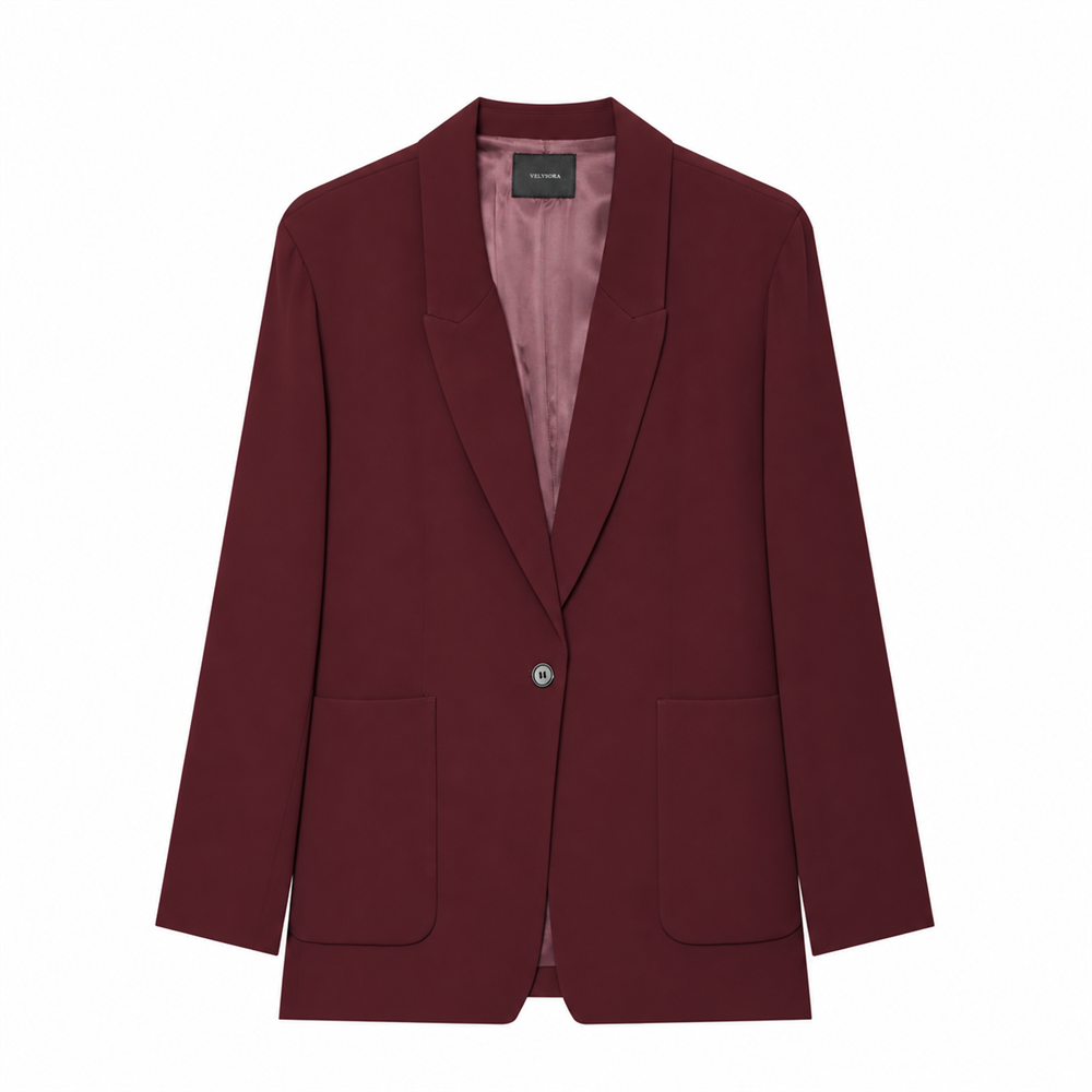 Women's Plus-Size Burgundy Workwear Blazer