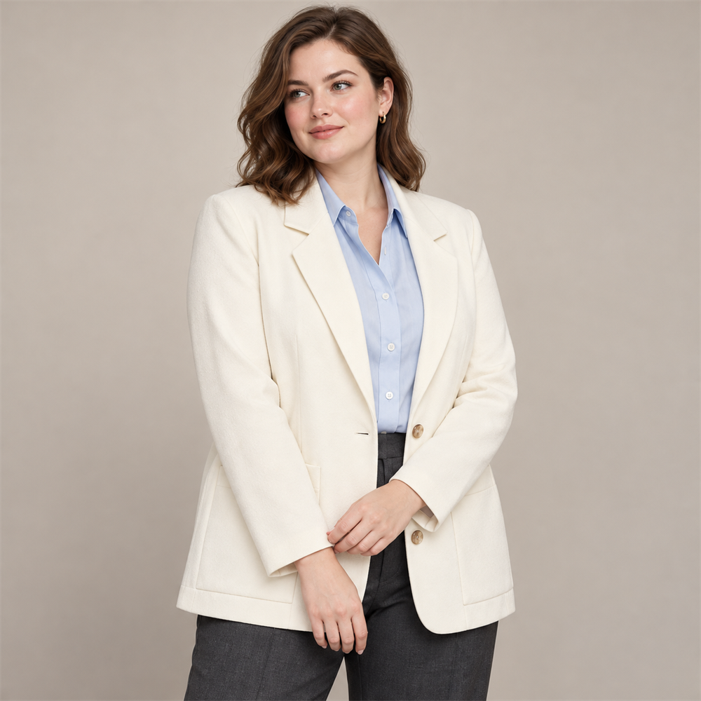 Women’s Plus Size Ivory Workwear Blazer