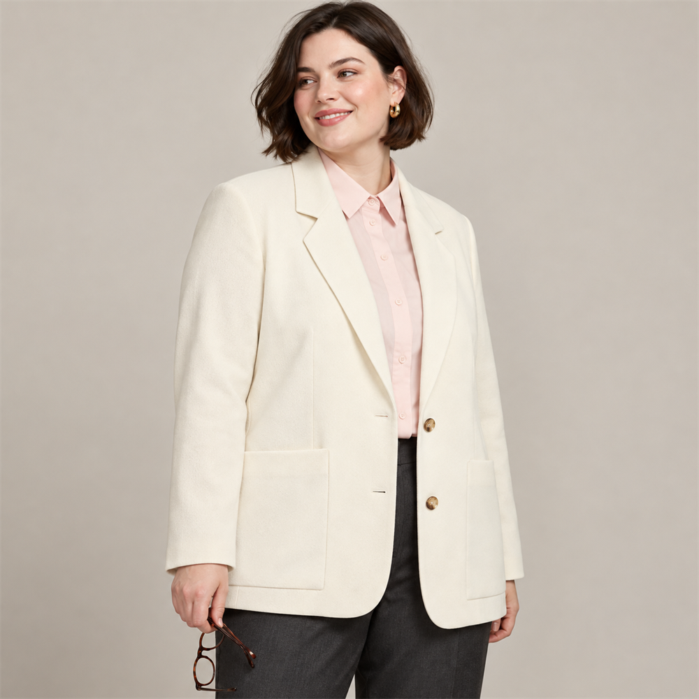 Women’s Plus Size Ivory Workwear Blazer