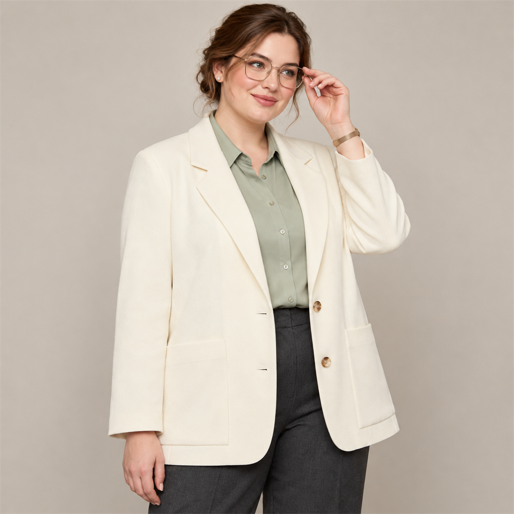 Women’s Plus Size Ivory Workwear Blazer