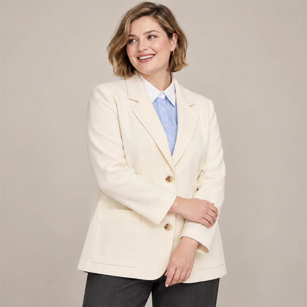 Women’s Plus Size Ivory Workwear Blazer