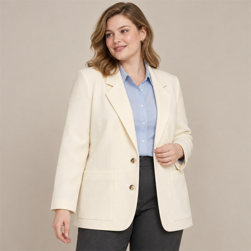 Women’s Plus Size Ivory Workwear Blazer