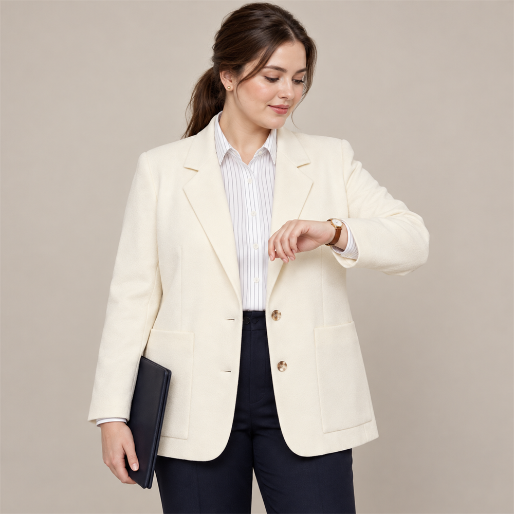 Women’s Plus Size Ivory Workwear Blazer