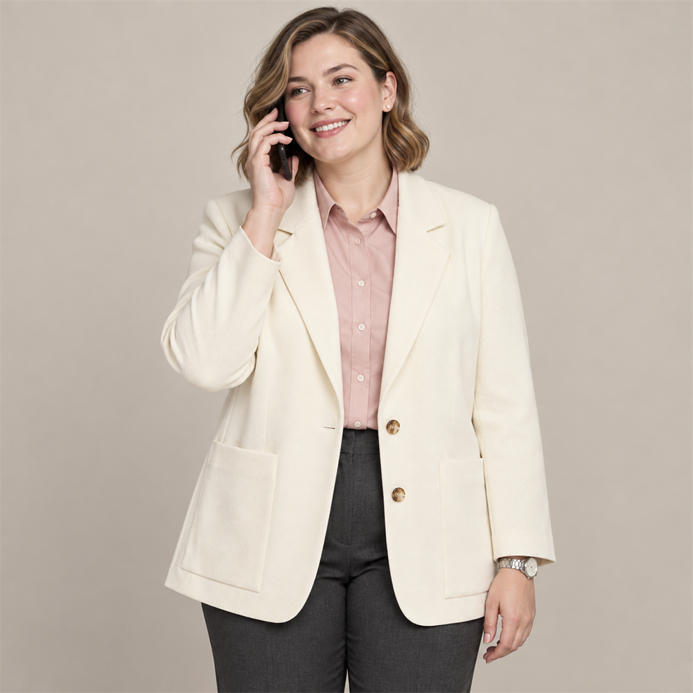 Women’s Plus Size Ivory Workwear Blazer