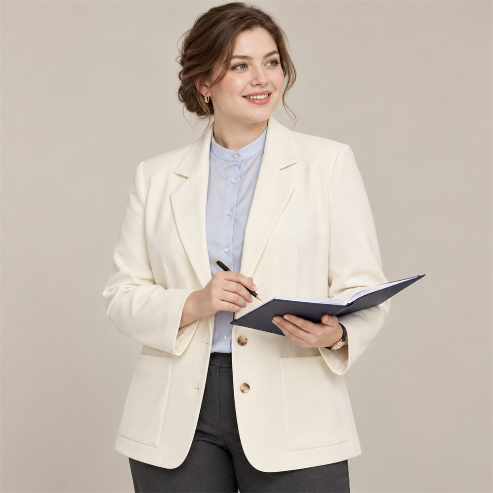 Women’s Plus Size Ivory Workwear Blazer