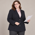 Women’s Plus-Size Navy Three-Button Workwear Blazer