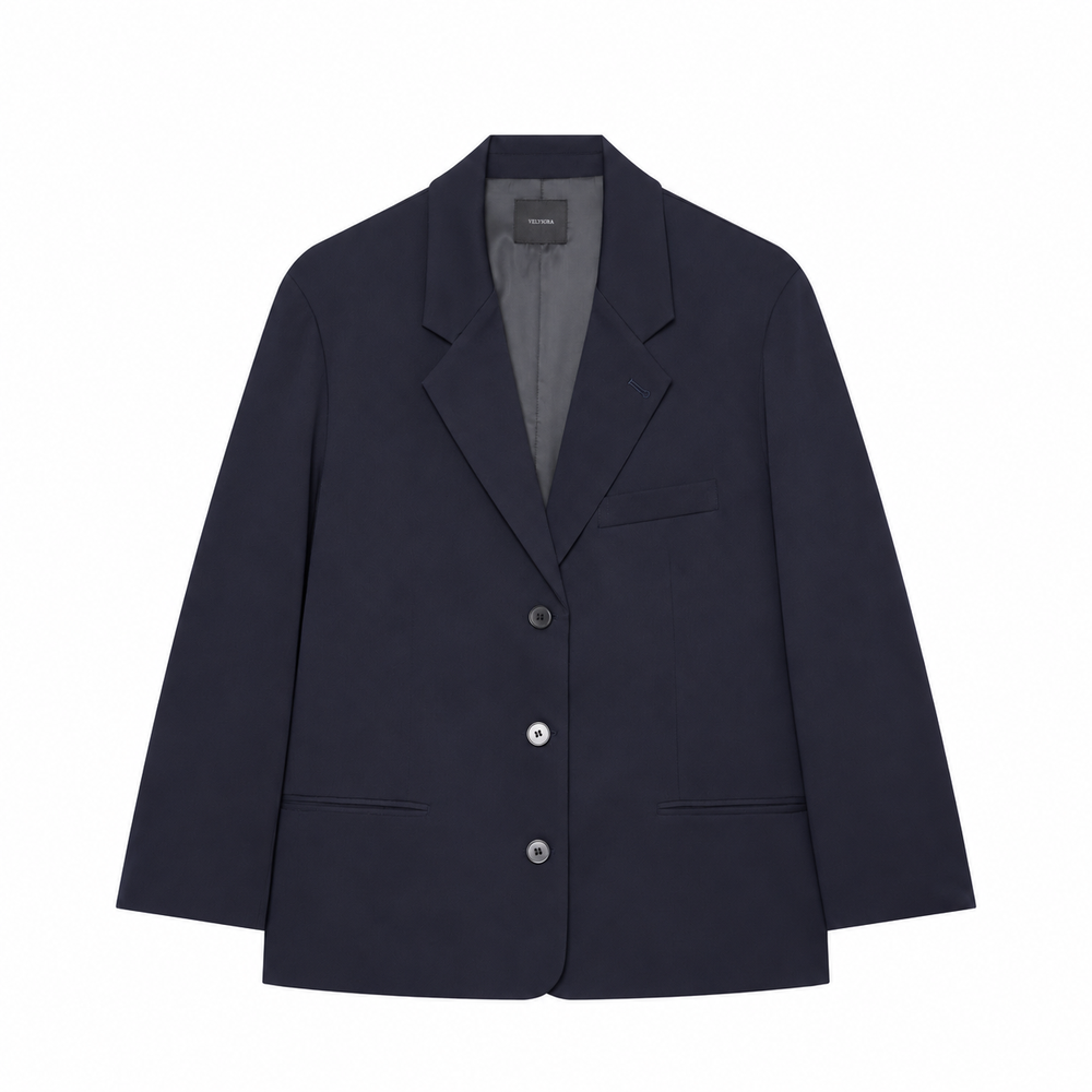 Women’s Plus-Size Navy Three-Button Workwear Blazer