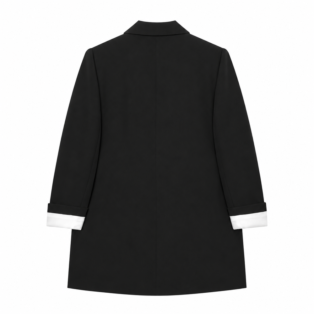 Women’s Plus Size Black Contrast-Cuff Blazer
