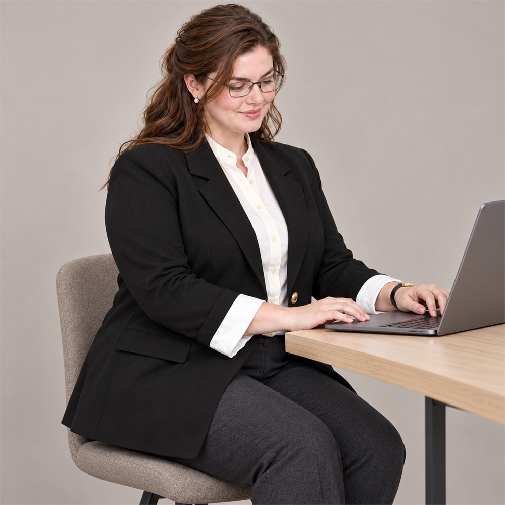 Women’s Plus Size Black Contrast-Cuff Blazer