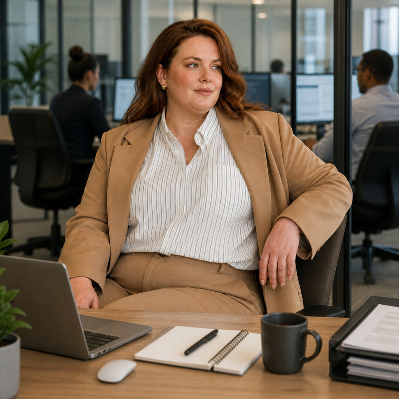 Plus Size Pinstripe Long Sleeve Business Shirt