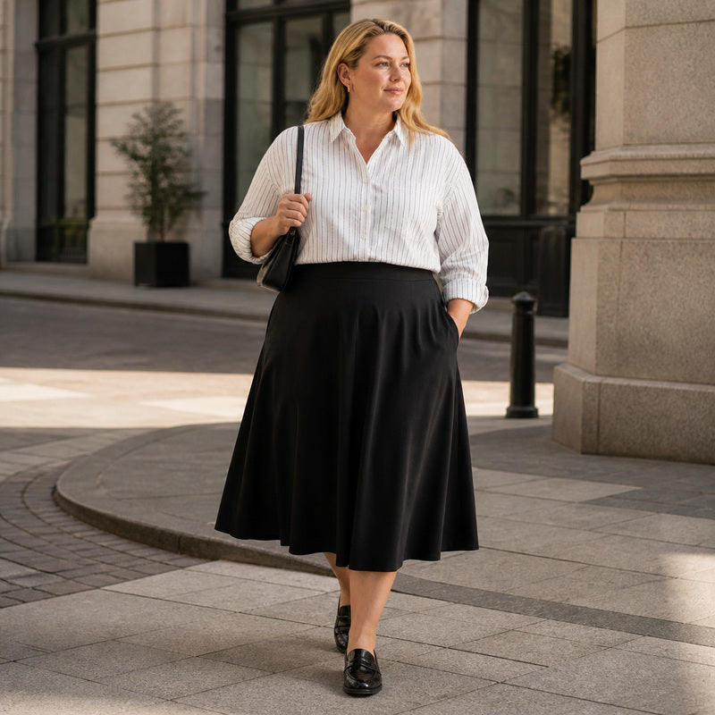 Plus Size Pinstripe Long Sleeve Business Shirt