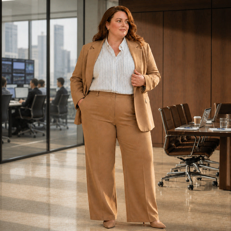 Plus Size Pinstripe Long Sleeve Business Shirt