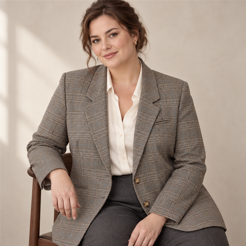 Women’s Signature Plus-Size Check Blazer