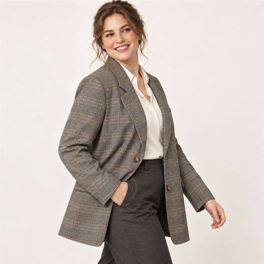 Women’s Signature Plus-Size Check Blazer
