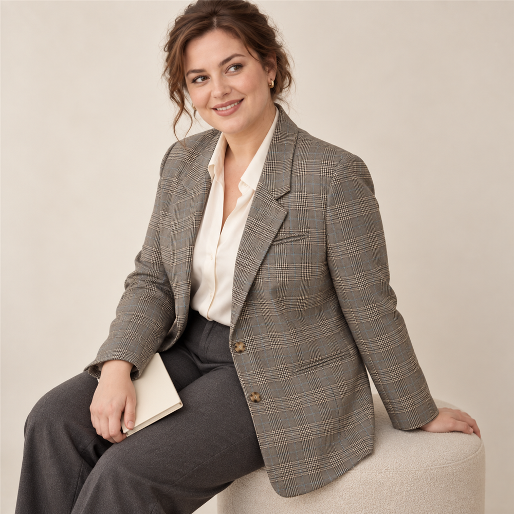 Women’s Signature Plus-Size Check Blazer