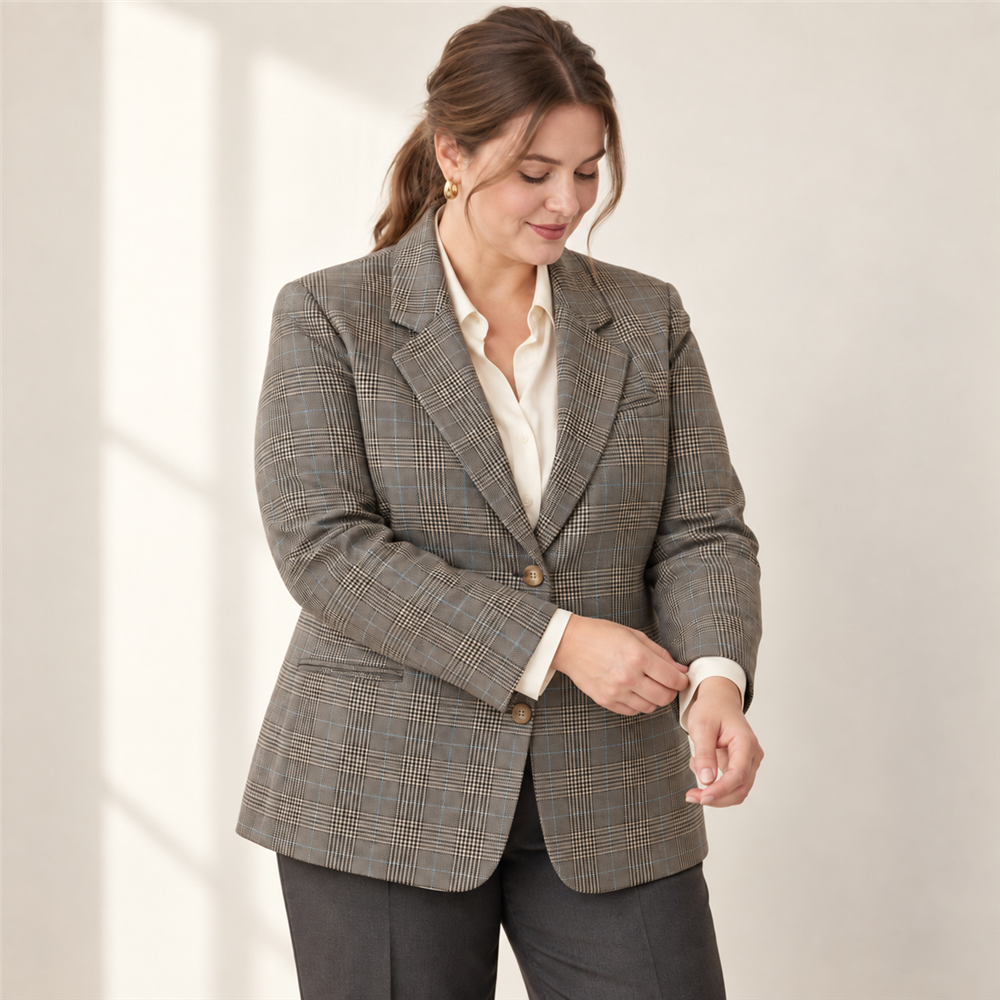 Women’s Signature Plus-Size Check Blazer