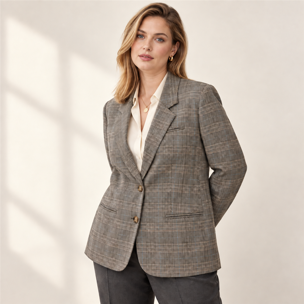 Women’s Signature Plus-Size Check Blazer