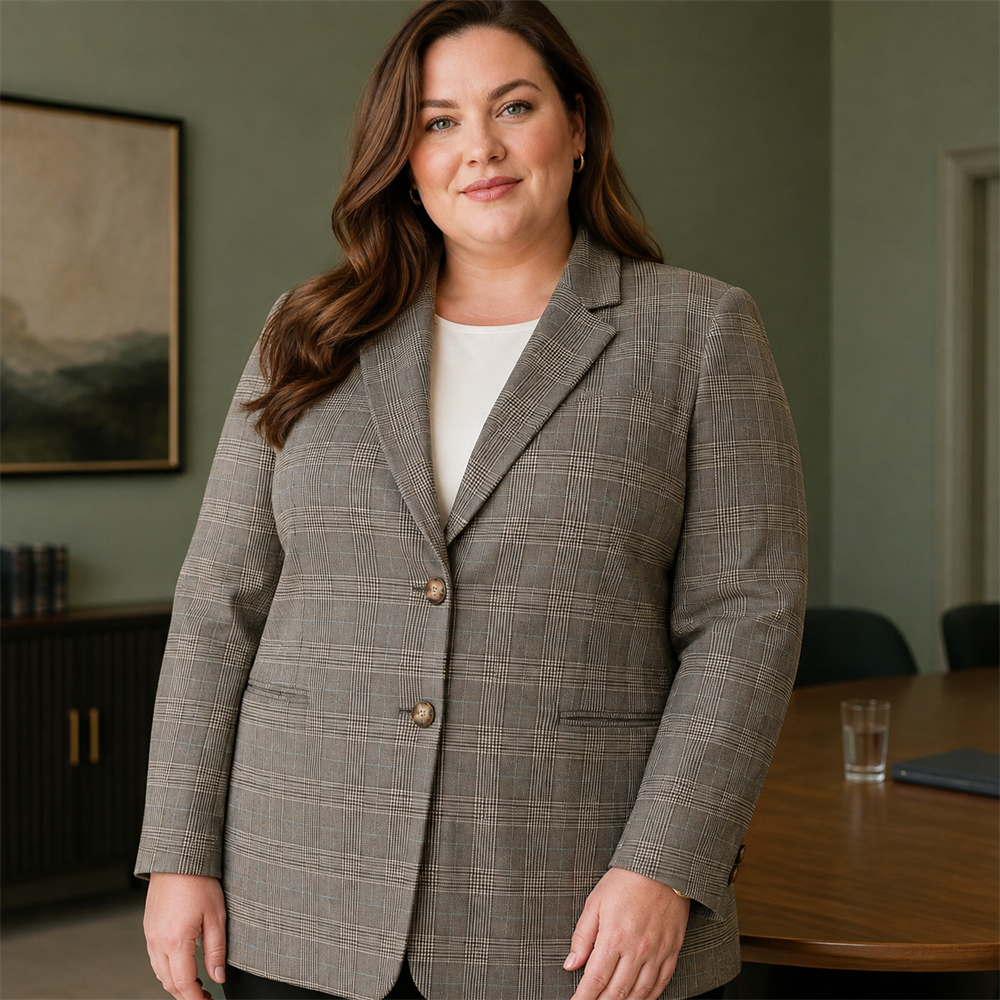 Women’s Signature Plus-Size Check Blazer