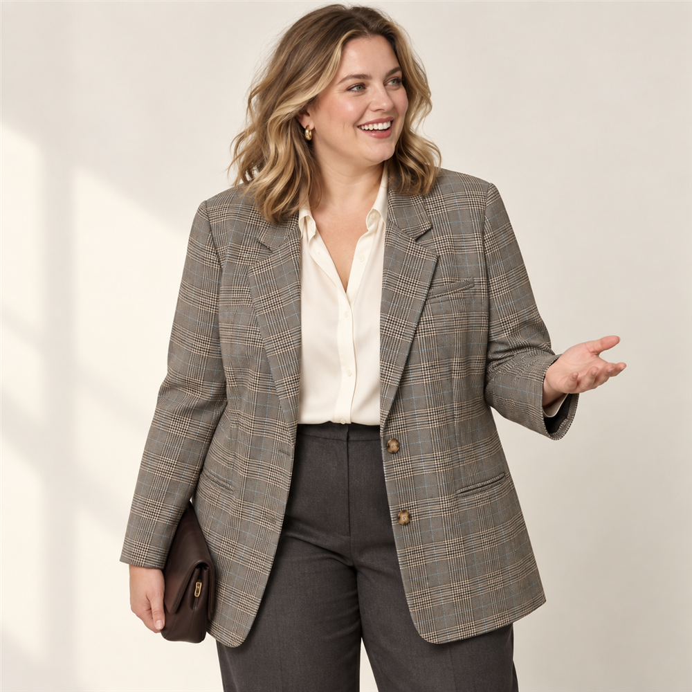 Women’s Signature Plus-Size Check Blazer