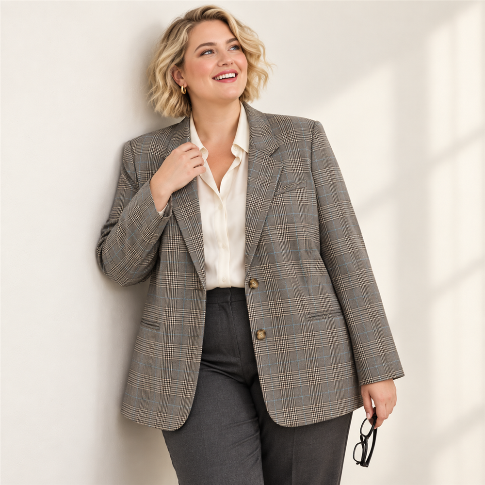 Women’s Signature Plus-Size Check Blazer