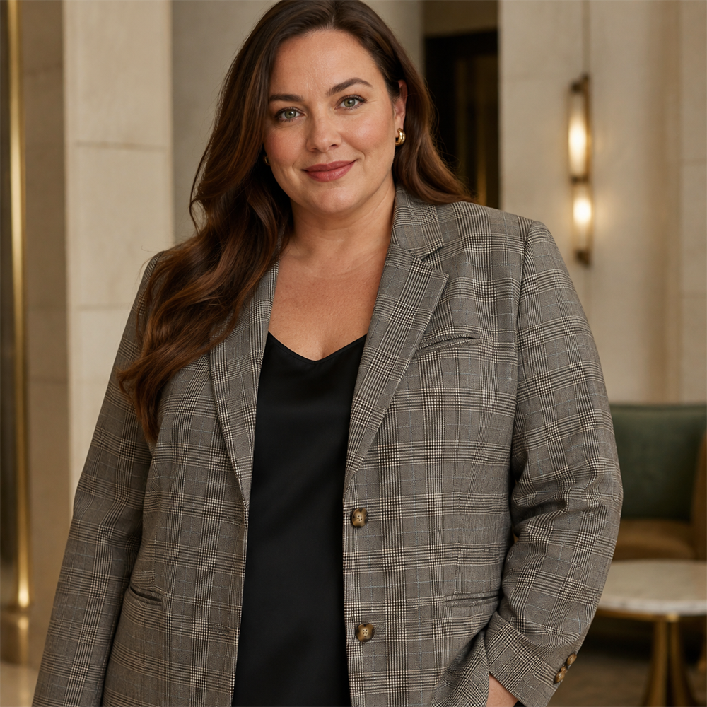 Women’s Signature Plus-Size Check Blazer