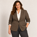 Women’s Plus Size Micro-Check Ruched Sleeve Blazer