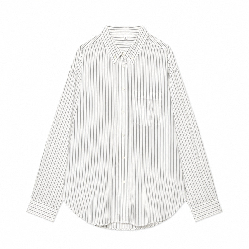 Plus Size Pinstripe Long Sleeve Business Shirt